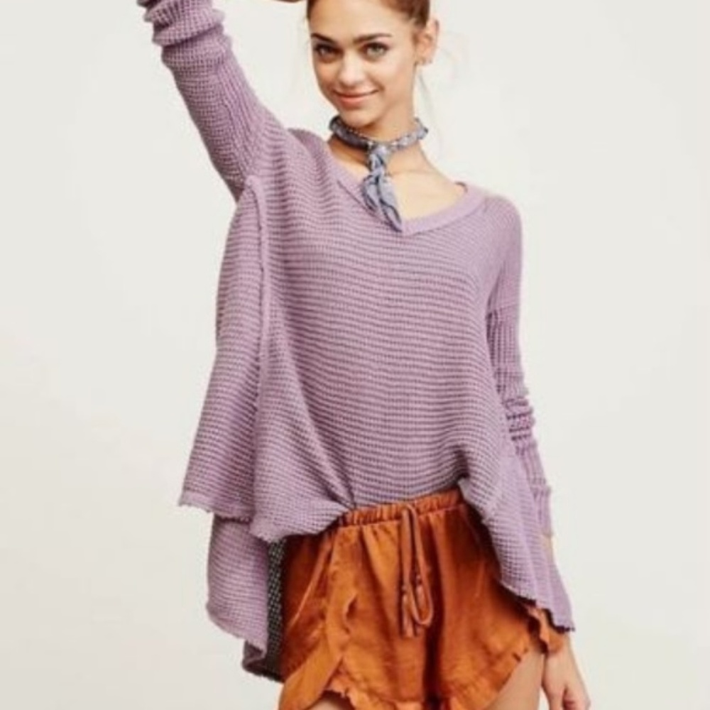 Free People Moonshine Purple Cold Shoulder Sweater - Picture 2 of 8